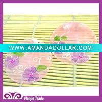 Wholesale Printed Seashell, Purple Flower, Capiz Shell