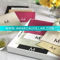 Wholesale block Monogram linen cocktail napkin
