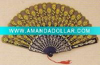 Wholesale Golden Peacock Feature Craft Fan For Promotion Gift