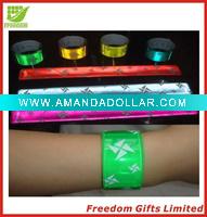 Wholesale Customized Logo Printed Flashing gifts,Reflective Slap Band /Snap Band