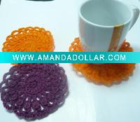 crocheted cup mat pad