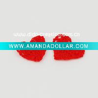 Wholesale DD01015B Hand Crochet Fashion Accessories Red Hearts Love Flowers Appliques Cotton flower making craft