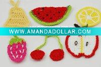 Wholesale DD01039 Hand Crochet Fashion Accessories Fruits Flowers Appliques Cotton craft