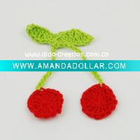 Wholesale DD01039F Hand Crochet Fashion Accessories Fruits Cherry Flowers Appliques Cotton flower making craft