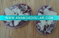 Wholesale Loose 40x30 butterfly floral cameos -- ruby