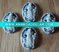 Wholesale Loose unset angels 25x18 resin cameos -- white dark blue