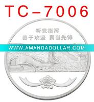 3D colourful engrave silver souvenir medal