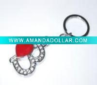 Wholesale Point re-entry silver jewelry letter key rings