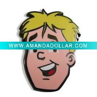 Funny boy face enamel pin