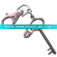 Old Key Shape Metal Bronze Keychain