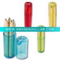 Wholesale color pencil + sharpener barrel