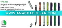 Wholesale Recycled aluminum ball point pen with highlighter