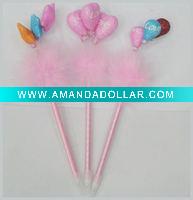 Wholesale Decorated heart shpae feather pen