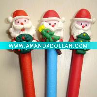 Wholesale Polymer clay plastic Santa claus ball pen