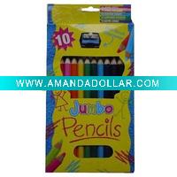 Wholesale 10 jumb color pencil with sharpener