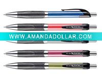 Wholesale Rubber grip metal middle ring ball point pen