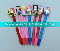 Wholesale soft ceramic Lovely girl shape ball pen,toy ball pen