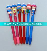 Wholesale Lovely soft ceramic human shape ball pen,toy ball pen