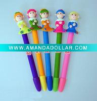 Wholesale Lovely soft ceramic girl shape ball pen,toy ball pen