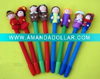 Wholesale soft ceramic kid shape ball pen,toy ball pen