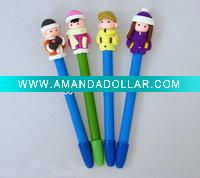 Wholesale soft ceramic ball pen,Kids shape ball pen,toy ball pen