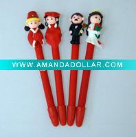 Wholesale soft ceramic wedding dolls ball pen,toy ball pen
