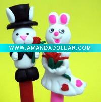 Wholesale soft ceramic rabbit ball pen,toy ball pen