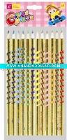 7'-12pcs foiling print pencils, with one end sharpened, with opp pack
