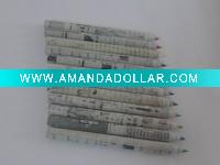 Wholesale Green Pencil-Mini Newspaper Colored Pencil Set