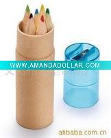wooden 12 color pencil with card tube