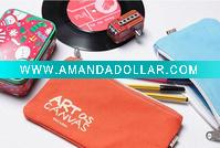 Wholesale orange color pen bags pencil pouch bag custom