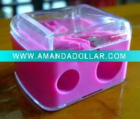 Wholesale doulbe holes plastic cosmetic pencil sharpener