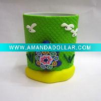 Wholesale Polymer clay turtle green pen and pencil holder