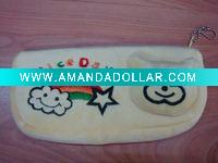 Wholesale cute plush animal pencil case,funny pencil case,flat pen bag