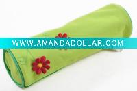 Wholesale 600D round pencil case,polyester pencil pouch,zippered pencil case