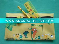 Wholesale yellow color heat transfer printing pencil bag