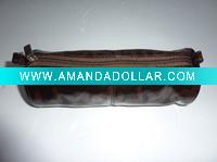 Wholesale printed pu leather fashion design coffee colour pencil bag