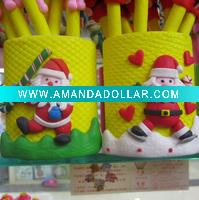 Wholesale Polymer clay cute and nice father christmas pen holder
