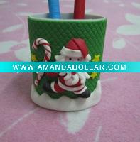 Wholesale Polymer clay plastic cute Christmas pen holder