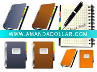 PU leather hardcover sprial notebook with pen
