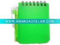 mini spiral notepad with plastic pen