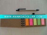 Wholesale Notebook with 5 flags sticky and pen/2011 newly notepad include pen