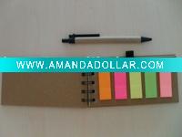 Wholesale Recycled notebook with 5 flag sticky and ballpeb