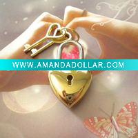 Wholesale Mini heart shape lovely lock diary book or notes book with two heart shape keys