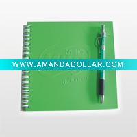 Wholesale PP cover spiral notebook with pen