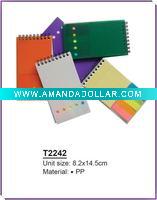 Wholesale PP promotional notebook with sticky notes,diary notepad,memo