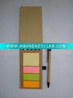 environmental sticky pad with pen