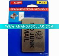 STAINLESS steel bulletin board NO JUNK MAIL