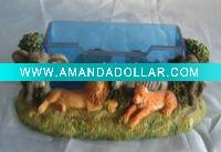 Wholesale polyresin name card holder with animal and plastic part