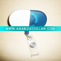 Capsule shaped plastic badge holder